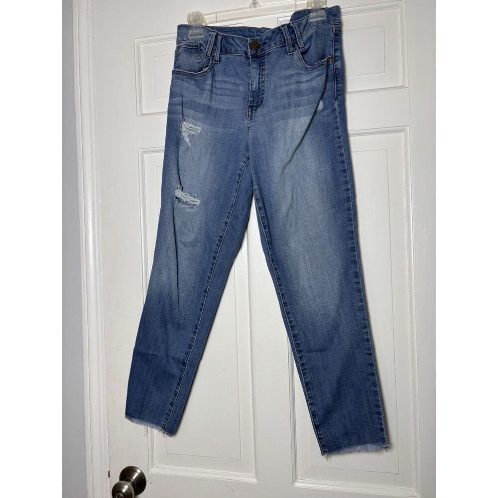 1822 Denim Jeans Women’s 14 Blue Cotton Straight Ankle Frayed Hem - Picture 2 of 8